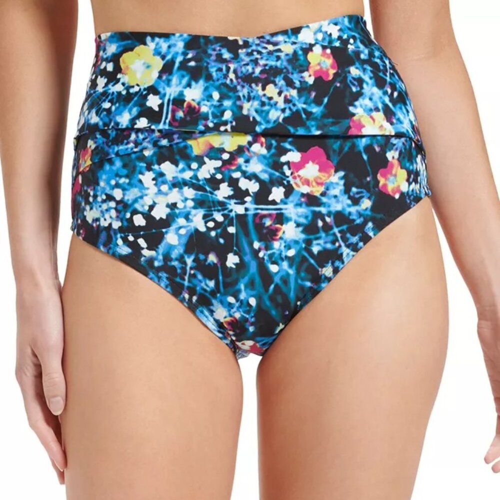 High Waist Tummy Control Swim Bottoms Floral Print Size L NWTհա